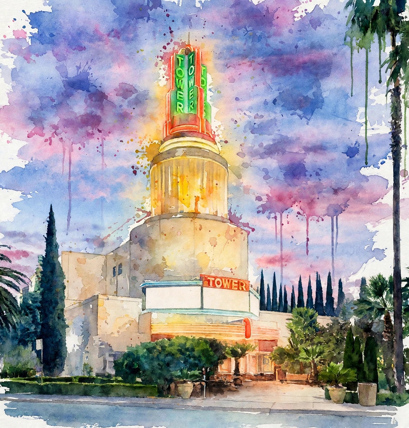 Tower Theatre - original Tower Theatre painting by Daniel Hansen, Sacramento